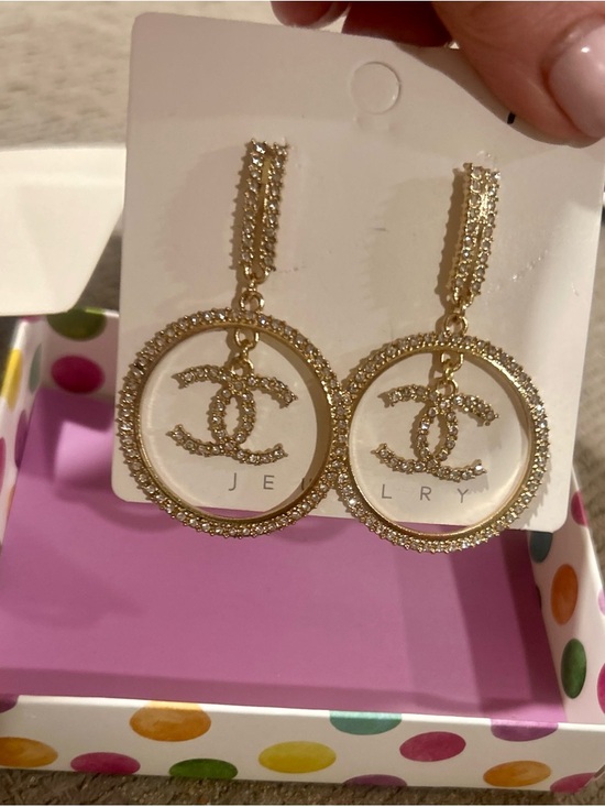 Fashion Jewelry Jewelry - Gold Crystal Drop Hoop Earrings -